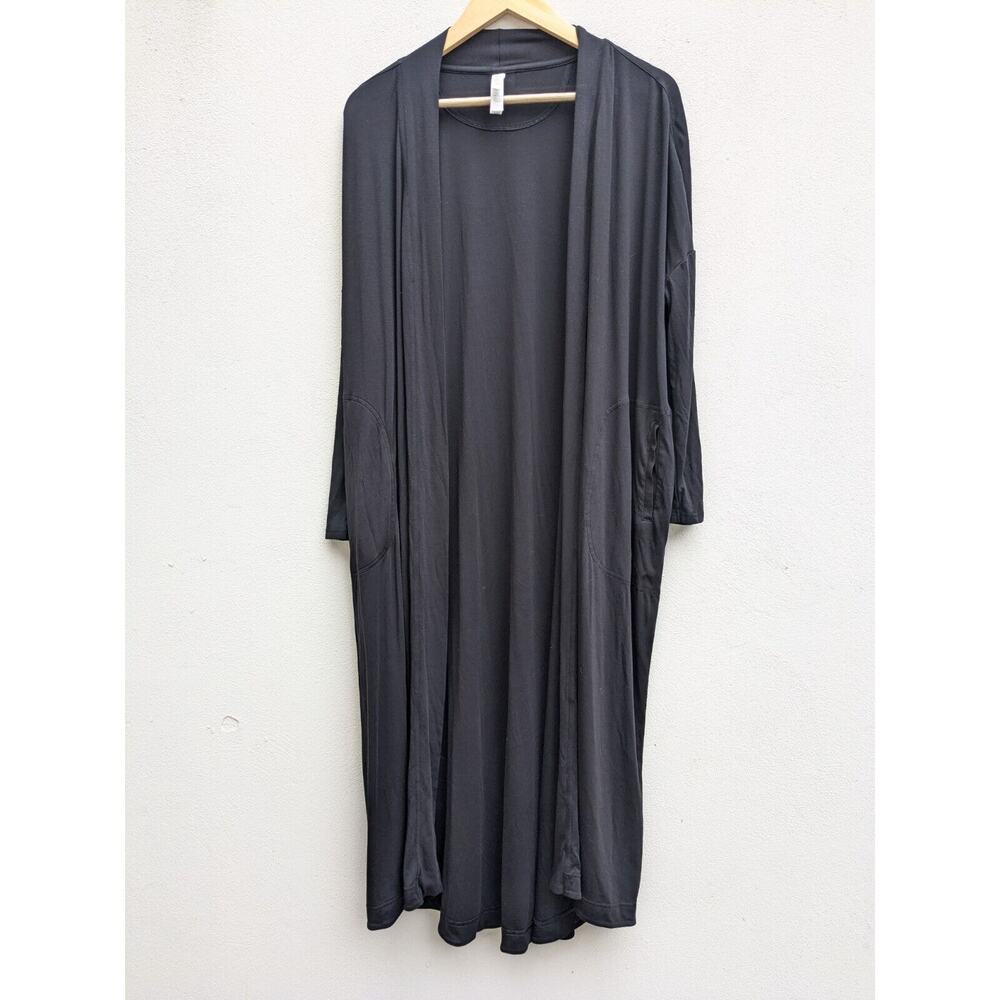 Athleta Modal Robe Black XXS Long Cardigan Sleep Pajama Womens Retail $129 - Picture 2 of 9